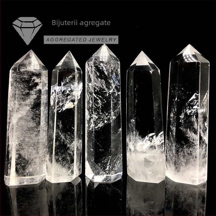 Ornament din cristal, prismă hexagonală, material natural, finisaj șlefuit, 0,03 kg