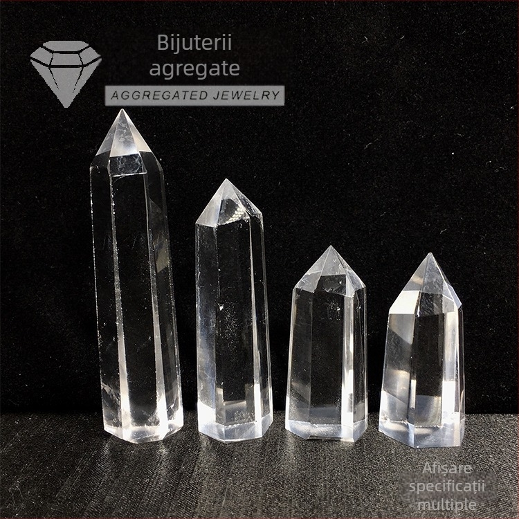 Ornament din cristal, prismă hexagonală, material natural, finisaj șlefuit, 0,03 kg