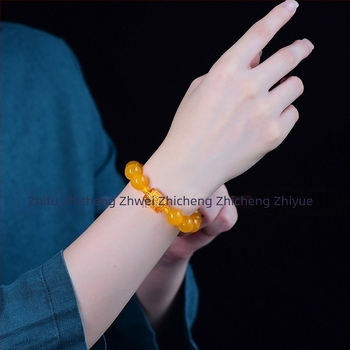 Brățară unisex cu mărgele în formă de Dumnezeu al bogăției, trei fețe, finisaj lucios, stil chinezesc