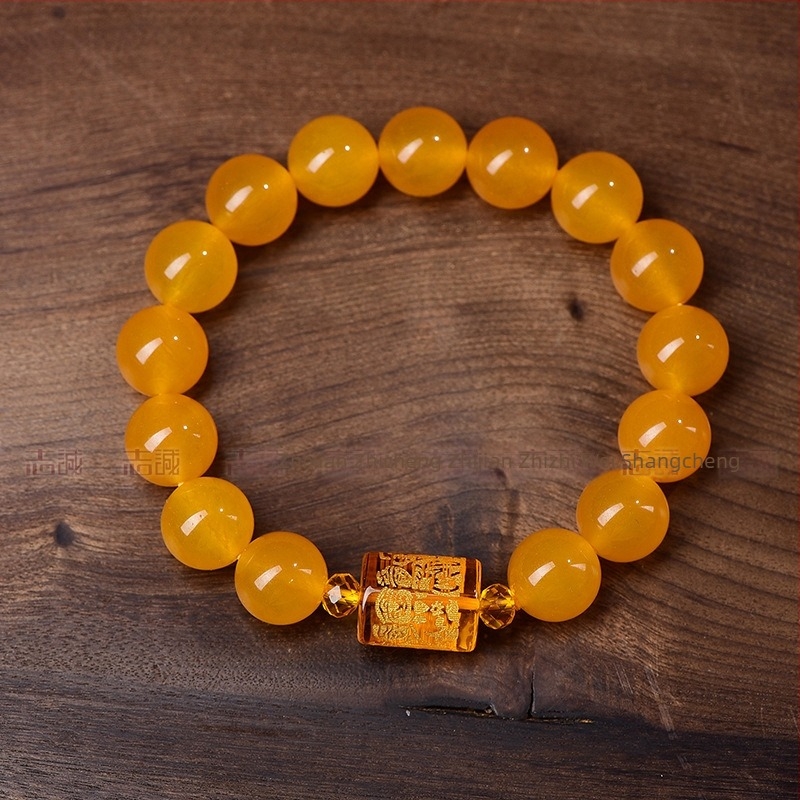 Brățară unisex cu mărgele în formă de Dumnezeu al bogăției, trei fețe, finisaj lucios, stil chinezesc
