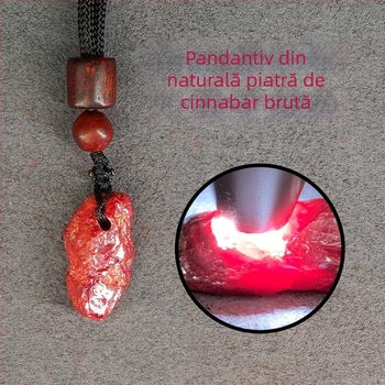 Colier cu piatră cinnabar și pandantiv din piatră naturală, neregulat – piatră naturală, șlefuire, stil național pentru cupluri