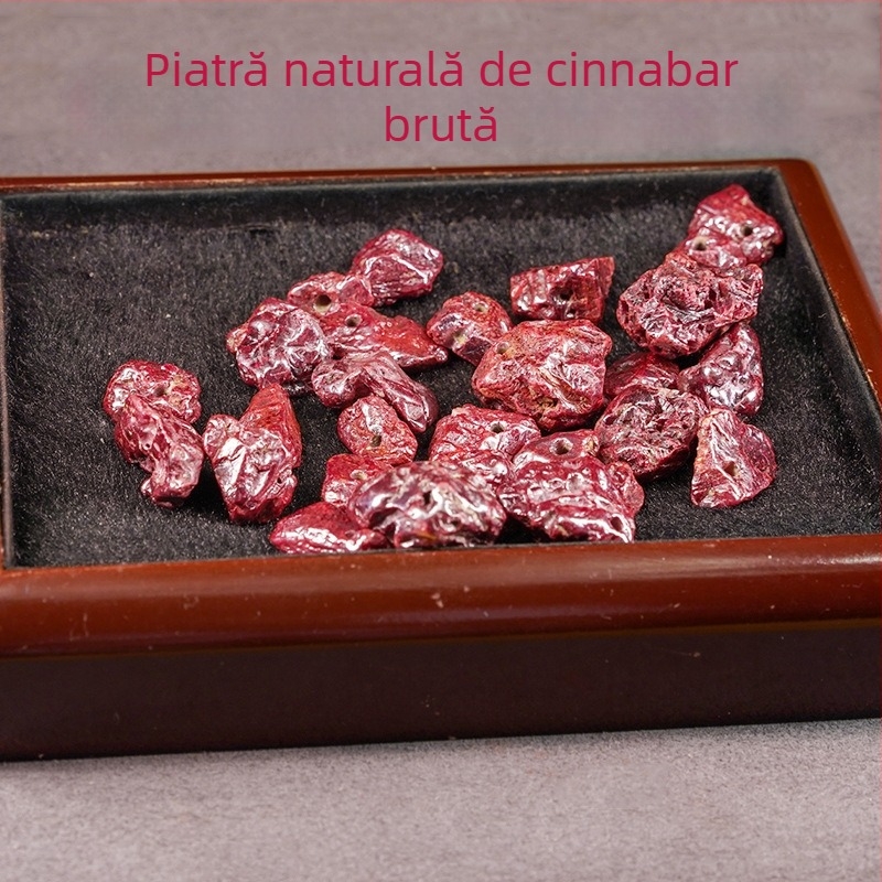 Colier cu piatră cinnabar și pandantiv din piatră naturală, neregulat – piatră naturală, șlefuire, stil național pentru cupluri