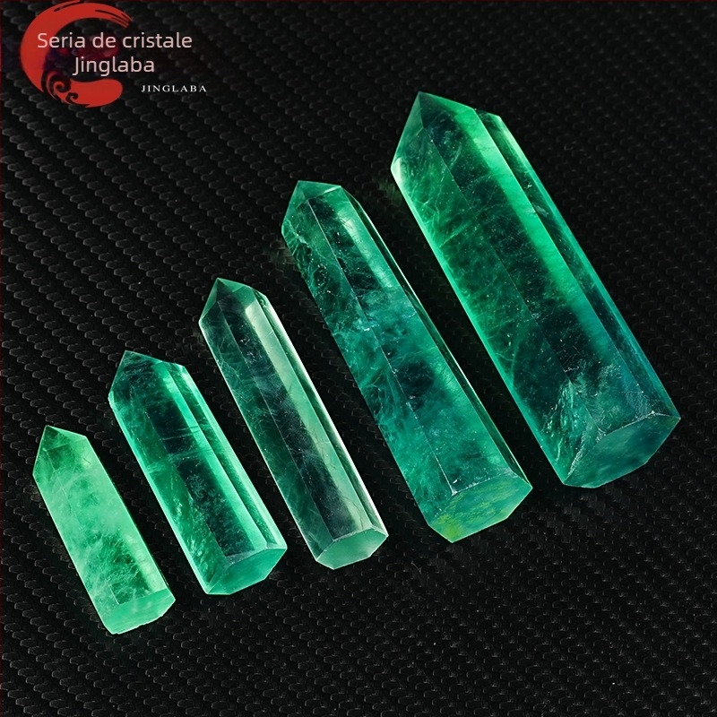 Pilon energetic din fluorit hexagonal – cristal cu vârf unic, piesă decorativă șlefuită manual