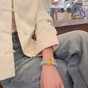 Brățară din piatră cu textură marină, lucrată manual, formă geometrică, unisex, design original