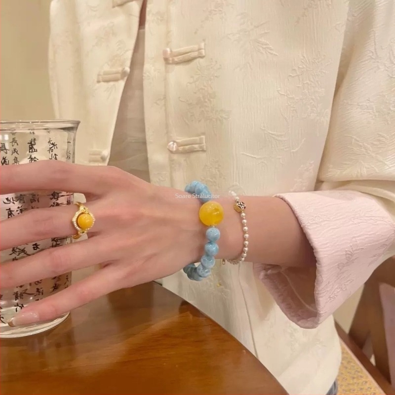 Brățară din piatră cu textură marină, lucrată manual, formă geometrică, unisex, design original