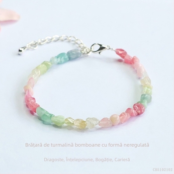 Brățară Candy Tourmaline, formă liberă, cu cristal brut, pentru femei