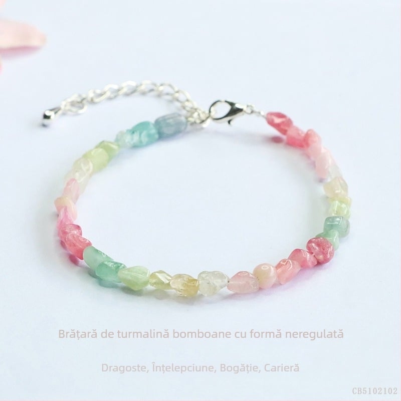 Brățară Candy Tourmaline, formă liberă, cu cristal brut, pentru femei