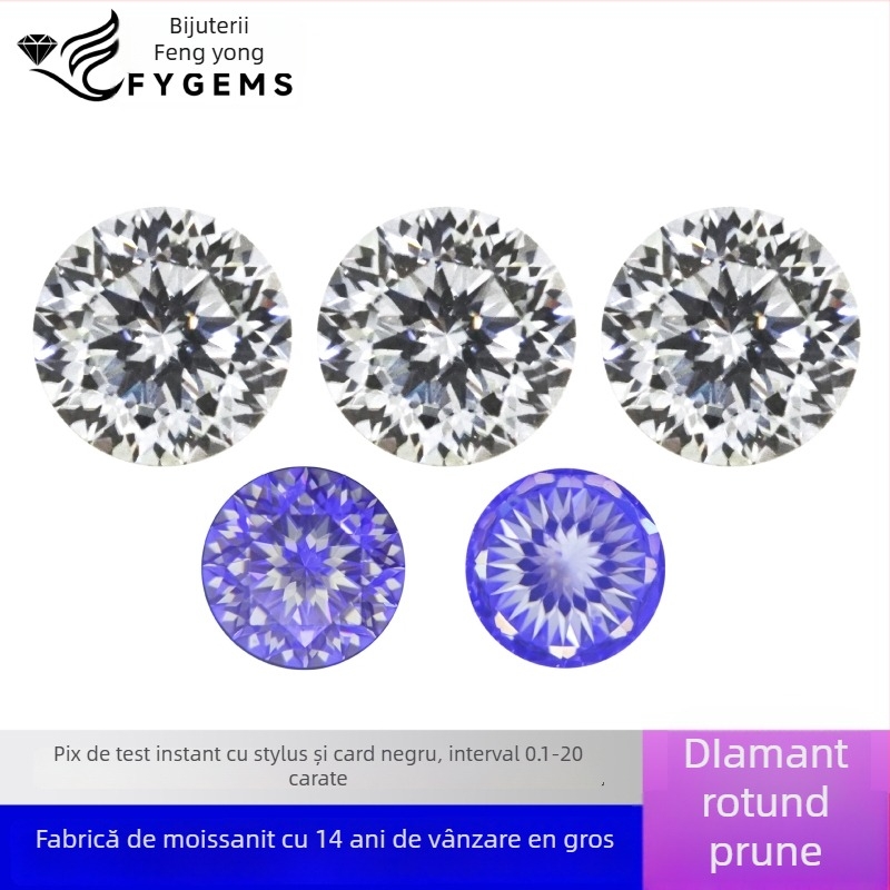 Moissanit piatră brută, tăietură plum-cut rotundă, claritate VVS