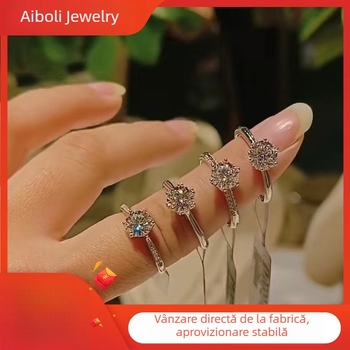 Inel Love poli din argint 925 – forme de desene animate/geometrice/animale/zodii – montură cu diamant – pentru femei, stil lux lejer