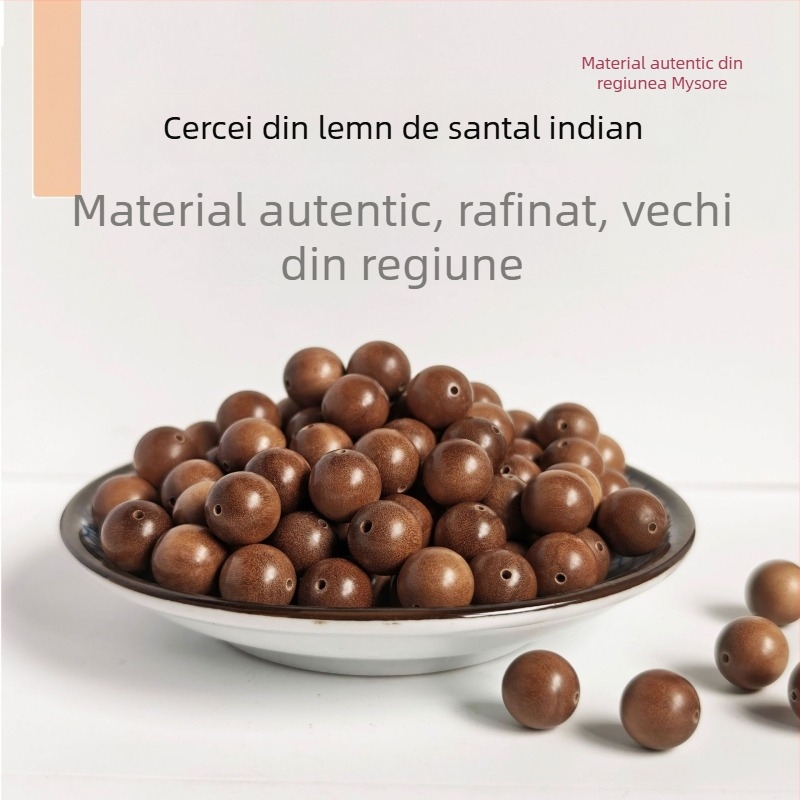 Brățară din lemn cu 108 mărgele, stil etnic, unisex, realizată manual, lemn de santal indian