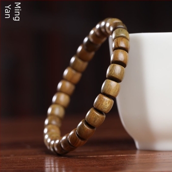 Brățară din lemn de santal, naturală, unisex, făcută manual, 28 mărgele, Ming core chord