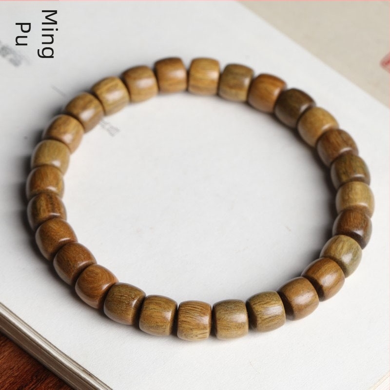 Brățară din lemn de santal, naturală, unisex, făcută manual, 28 mărgele, Ming core chord