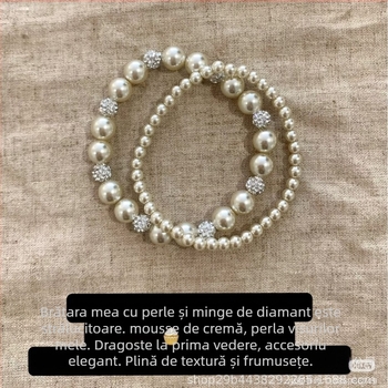 Brățară din perle artificiale, design geometric modern minimalist, micro-setare