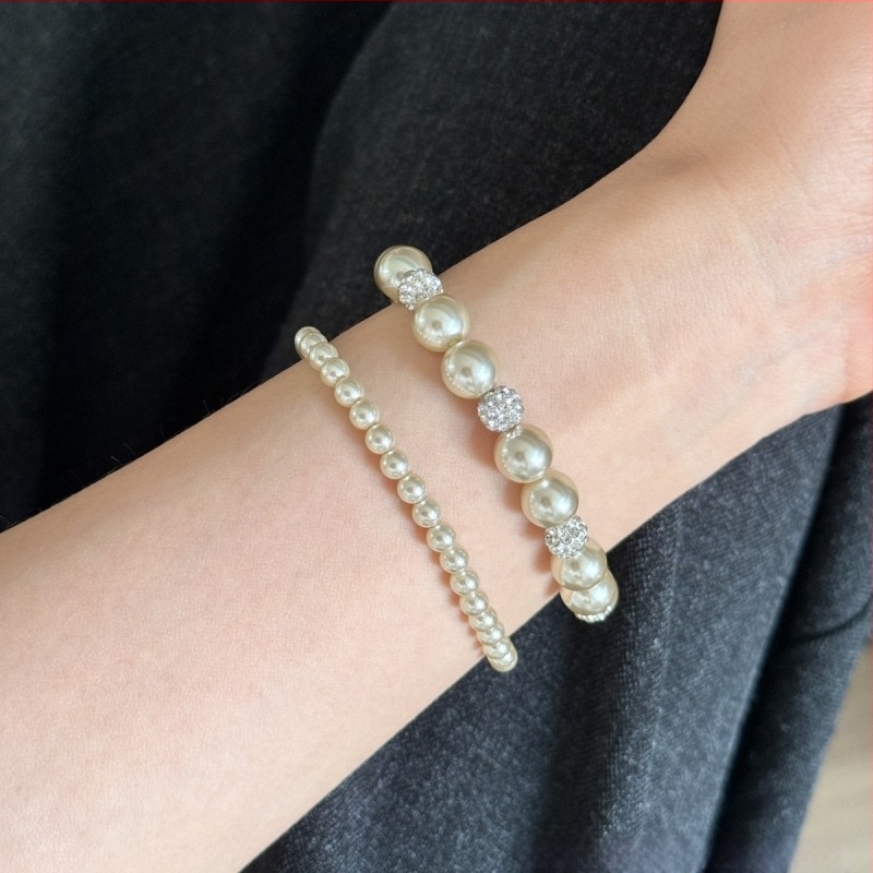 Brățară din perle artificiale, design geometric modern minimalist, micro-setare