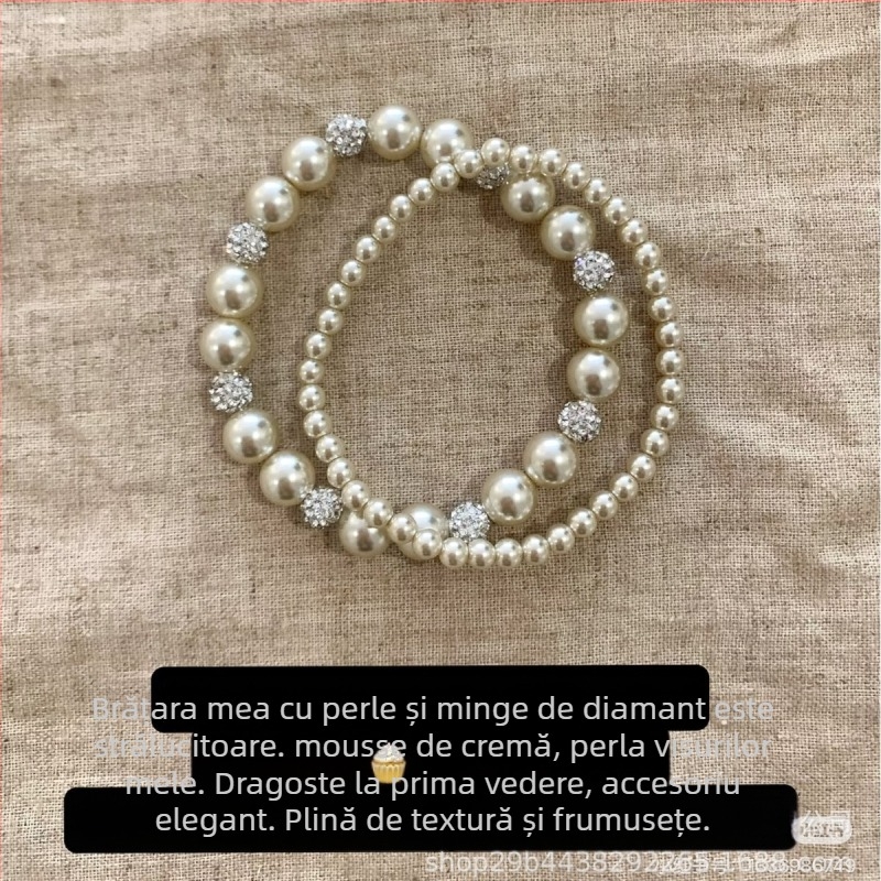 Brățară din perle artificiale, design geometric modern minimalist, micro-setare