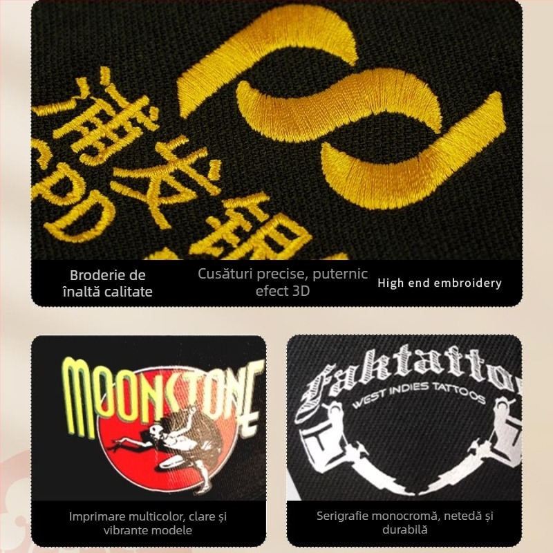 Șapcă beret de bucătar pentru catering – bumbac, unisex, vârf plat, margine scurtă, broderie, lansare vară 2025