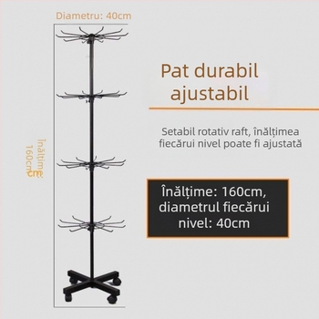 Raft de expunere rotativ din metal pentru șosete, brelocuri, bijuterii și lănțișoare, 3-5 niveluri