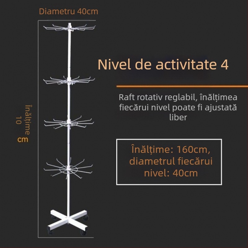 Raft de expunere rotativ din metal pentru șosete, brelocuri, bijuterii și lănțișoare, 3-5 niveluri