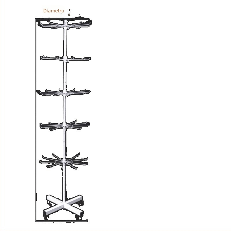 Raft de expunere rotativ din metal pentru șosete, brelocuri, bijuterii și lănțișoare, 3-5 niveluri