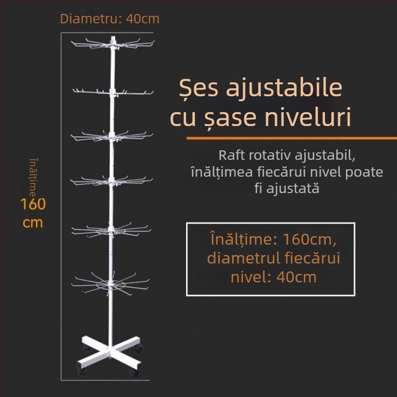 Raft de expunere rotativ din metal pentru șosete, brelocuri, bijuterii și lănțișoare, 3-5 niveluri