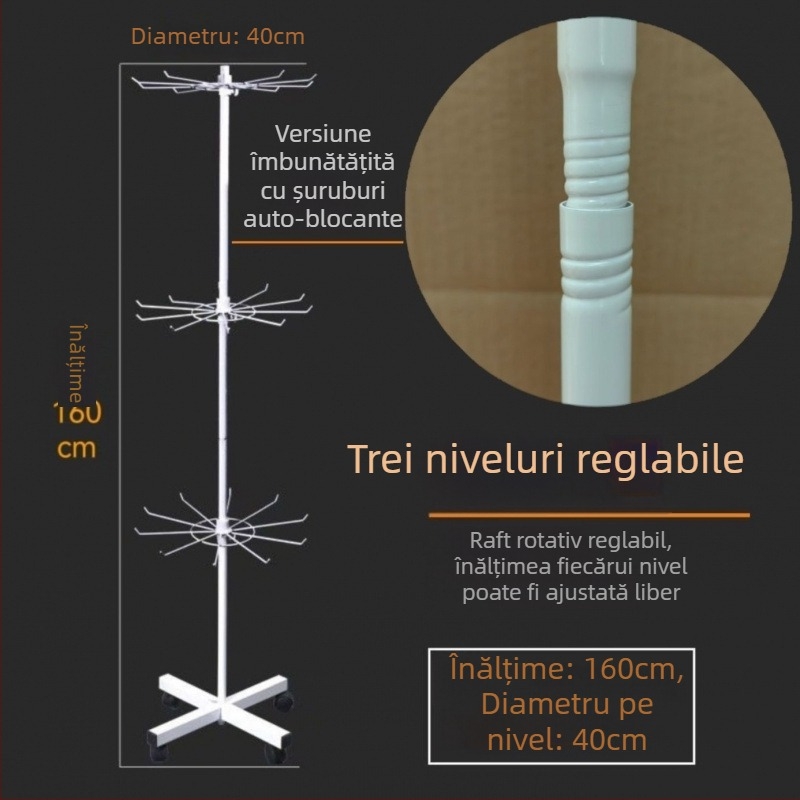 Raft de expunere rotativ din metal pentru șosete, brelocuri, bijuterii și lănțișoare, 3-5 niveluri