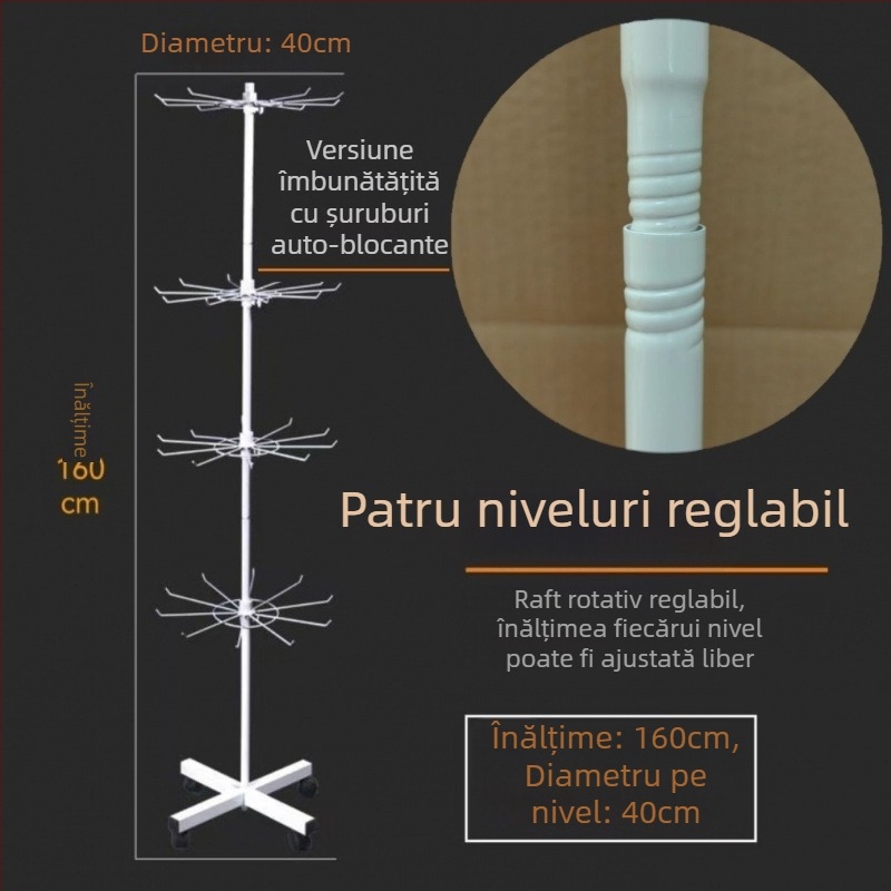 Raft de expunere rotativ din metal pentru șosete, brelocuri, bijuterii și lănțișoare, 3-5 niveluri