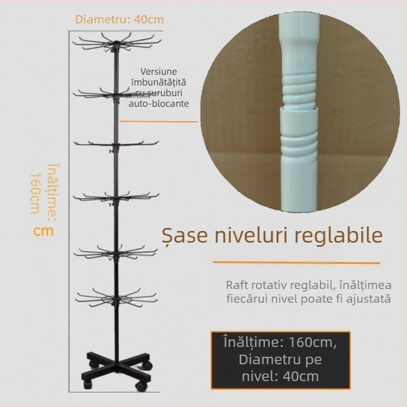 Raft de expunere rotativ din metal pentru șosete, brelocuri, bijuterii și lănțișoare, 3-5 niveluri