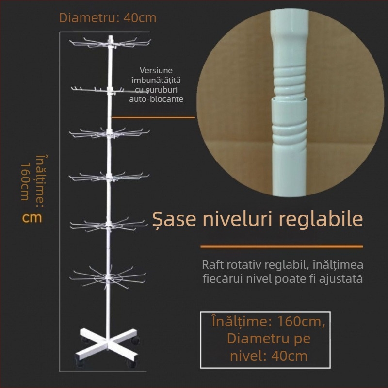 Raft de expunere rotativ din metal pentru șosete, brelocuri, bijuterii și lănțișoare, 3-5 niveluri