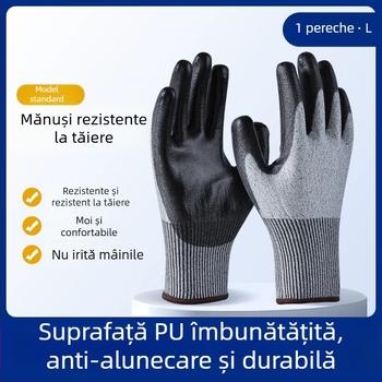 Mănuși anti-tăiere, protecție nivel 5, anti-tăiere și anti-înțepare, îngroșate și rezistente la uzură, cu fir anti-tăiere + lipire, pentru operațiuni logistice