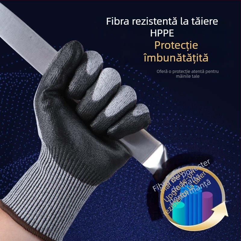 Mănuși anti-tăiere, protecție nivel 5, anti-tăiere și anti-înțepare, îngroșate și rezistente la uzură, cu fir anti-tăiere + lipire, pentru operațiuni logistice