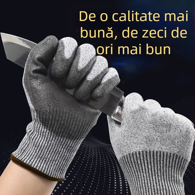 Mănuși anti-tăiere, protecție nivel 5, anti-tăiere și anti-înțepare, îngroșate și rezistente la uzură, cu fir anti-tăiere + lipire, pentru operațiuni logistice