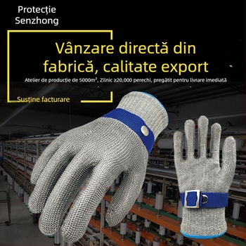 Mănuși din sârmă de oțel, rezistență la tăiere, clasa 9, pentru tăiere și sacrificare