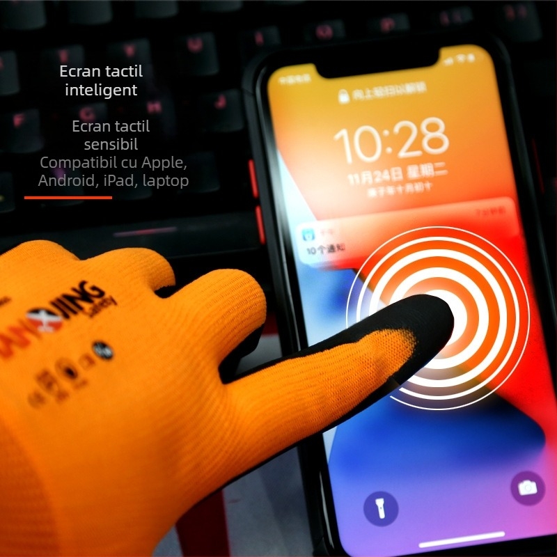 HANGJING NFP001 Mănuși pentru ecran tactil, respirabile, nitril spumat, elasticitate mare, mănuși de protecție la muncă