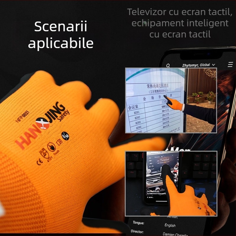 HANGJING NFP001 Mănuși pentru ecran tactil, respirabile, nitril spumat, elasticitate mare, mănuși de protecție la muncă