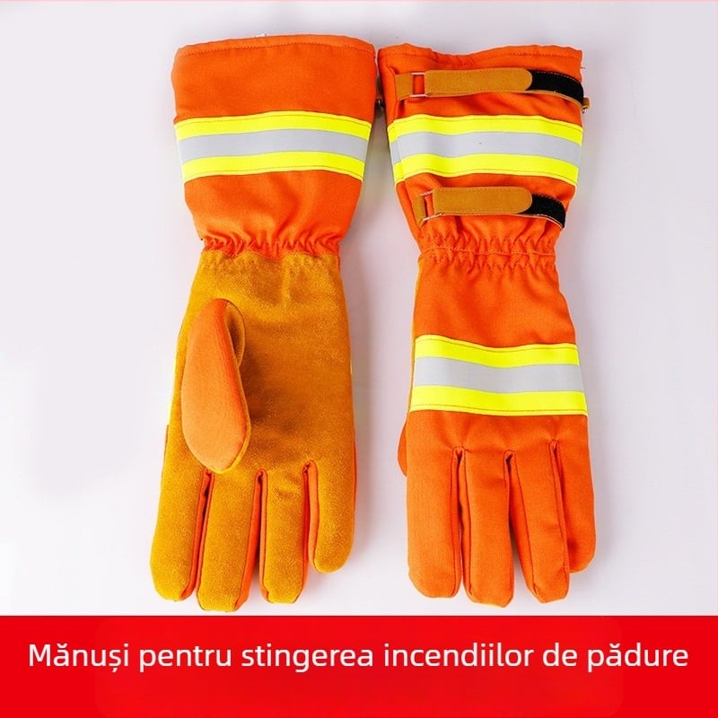 Mănuși portocalii, groase și prelungite pentru stingerea incendiilor în păduri, intervenții de salvare în situații de urgență, protecție împotriva incendiilor, rezistență la temperaturi înalte