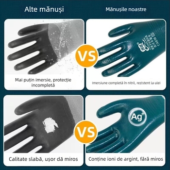 Mănuși de lucru cu acoperire nitril, rezistente la uzură, impermeabile, rezistente la ulei, cu acoperire completă din cauciuc