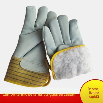Mănuși de protecție iarnă din semi-piele – antiderapante, rezistente la tăieturi, pentru sudură, cu palmă completă