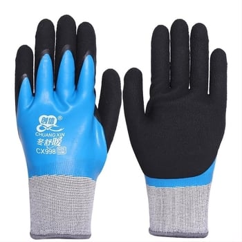 Chuangxin 998 Mănuși de iarnă izolați, impermeabile și anti-îngheț, acoperire completă cu latex prin imersie, antiderapante, rezistente la uzură, pentru șantier