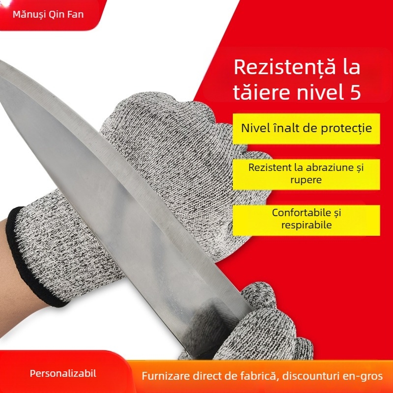 Qin Sail Mănuși HPPE rezistente la tăiere – Grade 5 protecție pentru tăierea sticlei, grădinărit și prelucrarea lemnului