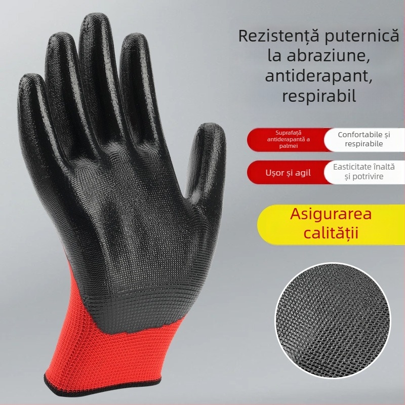 Mănuși de lucru din nitril – antiderapante, impermeabile, antistatice, rezistente la ulei, durabile