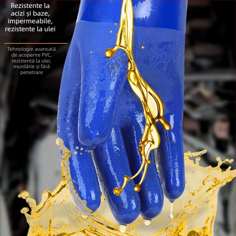 Mănuși PVC industriale – impermeabile, rezistente la ulei, antiderapante, rezistente la acide și la alcalii