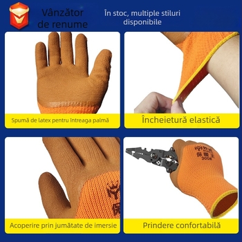 Mănuși de protecție Dingneng cu acoperire din latex spumat – rezistente la uzură, anti-alunecare, cu protecție împotriva vântului, potrivite pentru construcții și industrie