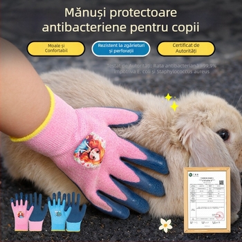 Mănuși pentru copii – plajă cu design desen animat – protecție împotriva înțepărilor și tăierilor, anti-derapare, impermeabile, durabile pentru grădinărit
