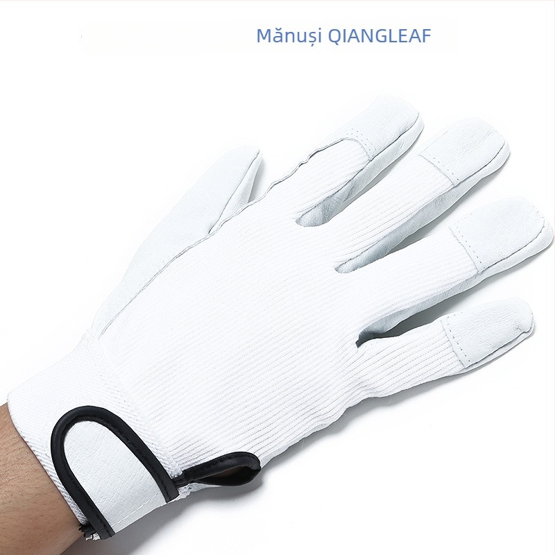 Mănuși de lucru din piele de porc pentru exterior - antiderapante, reutilizabile, lungime 21-25 cm, pentru șantier, sudură, construcții navale