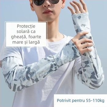 Manșete UV pentru bărbați, respirabile din Ice Silk și poliester, lungi, pentru ciclism în aer liber