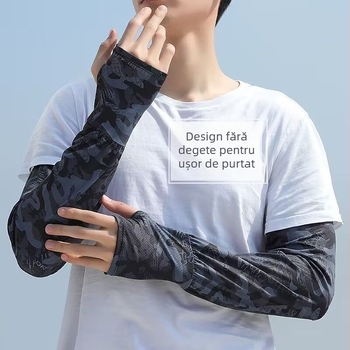 Manșete UV pentru bărbați, respirabile din Ice Silk și poliester, lungi, pentru ciclism în aer liber
