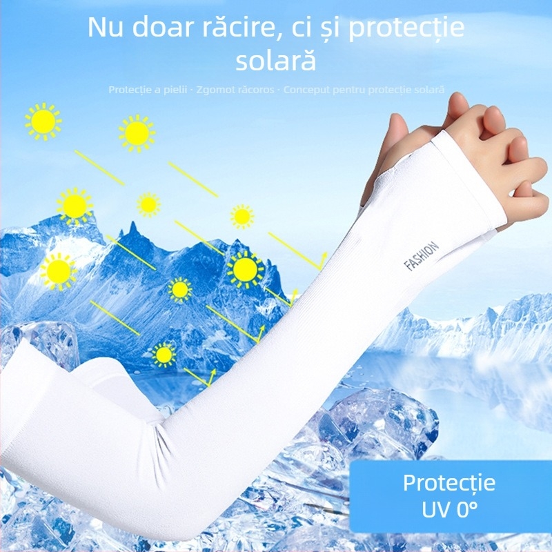 Manșete din ice silk cu protecție UV, lungi, țesătură pe bază de nailon, conținut de 90.8%