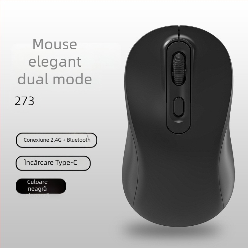 Mouse wireless cu modul dual 2.4G/Bluetooth, DPI 1600, interfață USB, 4 butoane, reîncărcabil