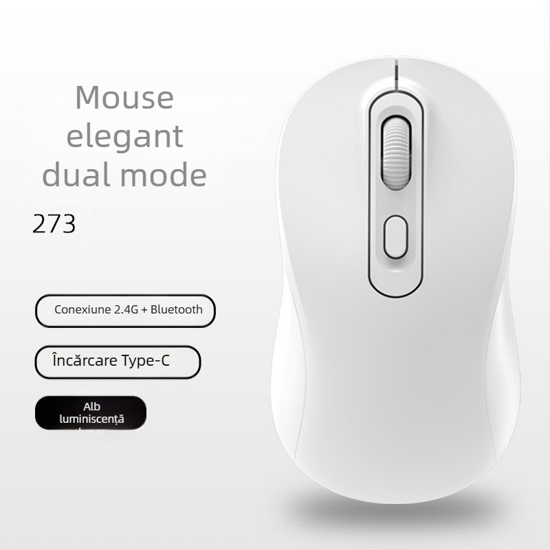 Mouse wireless cu modul dual 2.4G/Bluetooth, DPI 1600, interfață USB, 4 butoane, reîncărcabil