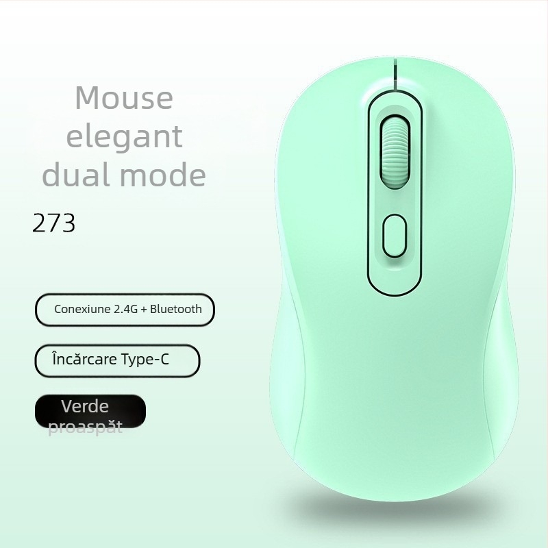 Mouse wireless cu modul dual 2.4G/Bluetooth, DPI 1600, interfață USB, 4 butoane, reîncărcabil